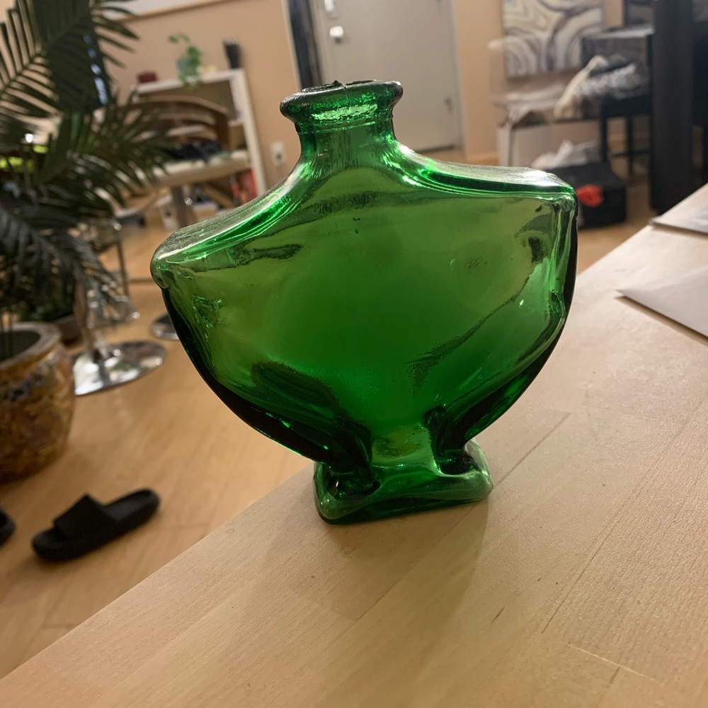 Green glass vase